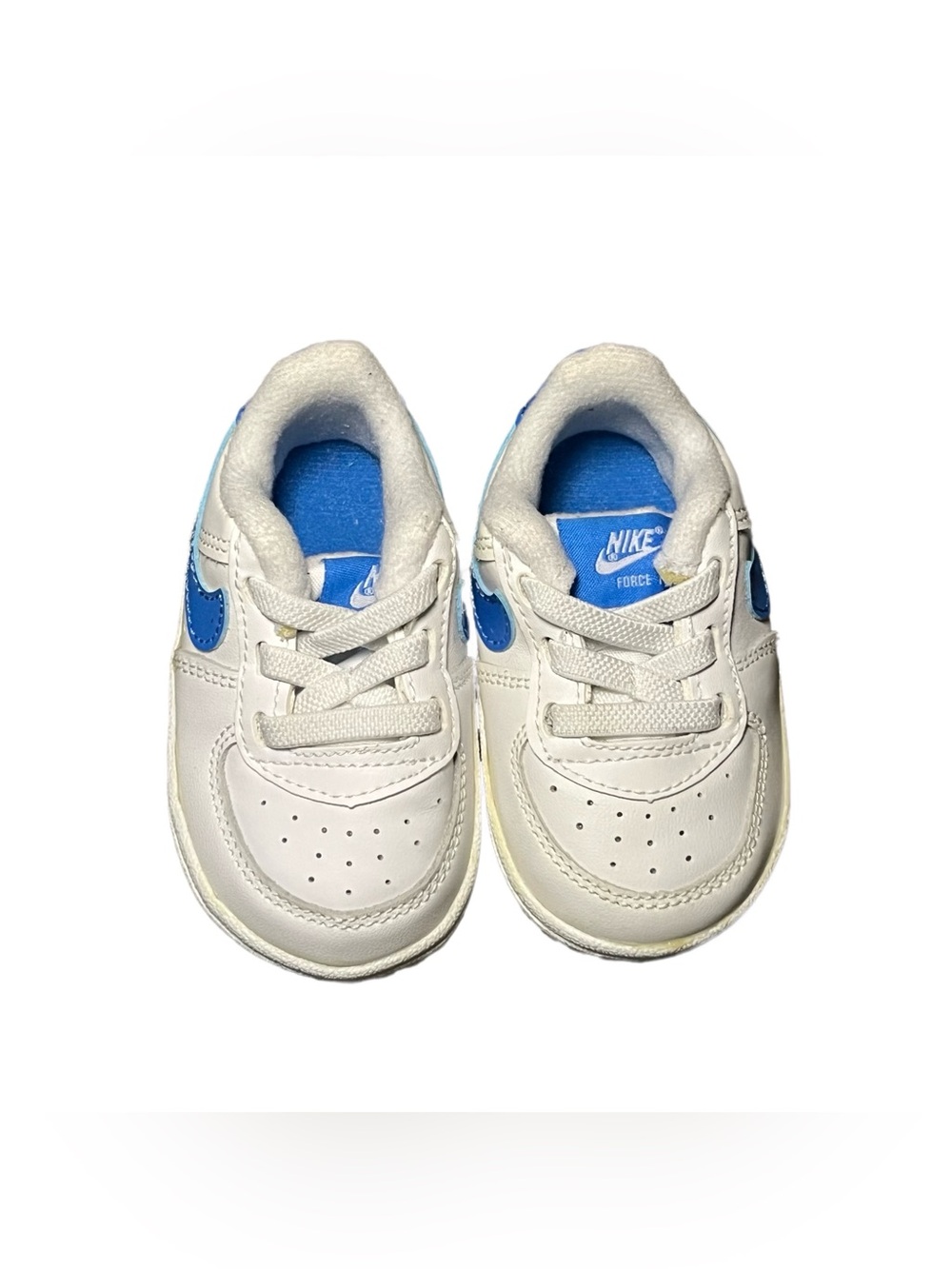 Nike Air Force 1 Low White & Royal Blue Kids Sneakers Size 3C